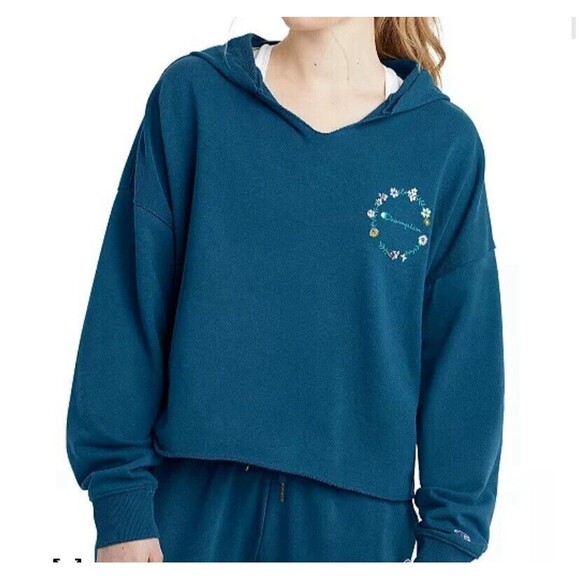 Champion‎ Campus French Terry Hoodie, Teal Shorty Size Medium - Picture 1 of 8